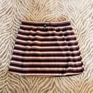 Madden Girl Brown and Pink Striped Mini Skirt